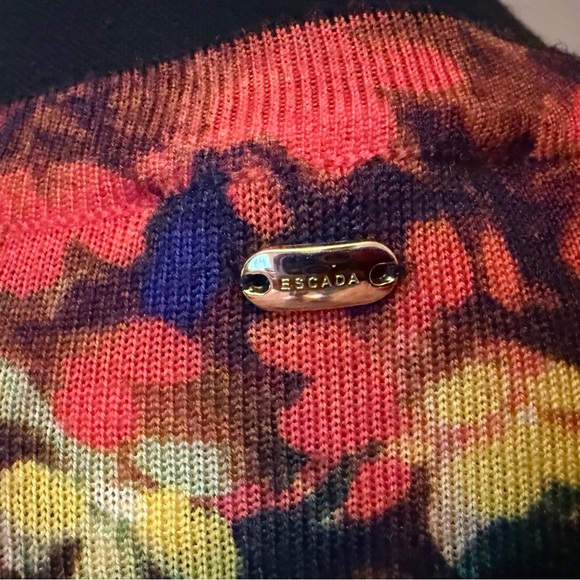 VTG ESCADA Wool/Silk Multicolor Floral Print Cardigan Sweater Set Womens Size XL - Picture 5 of 16